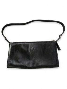 Monsac Black Leather shoulder bag Pouch with Key Ring